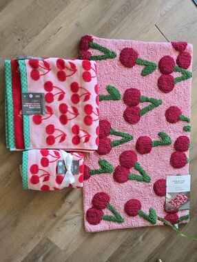 Madison Studio Pink and Red Cherry Bath Rug